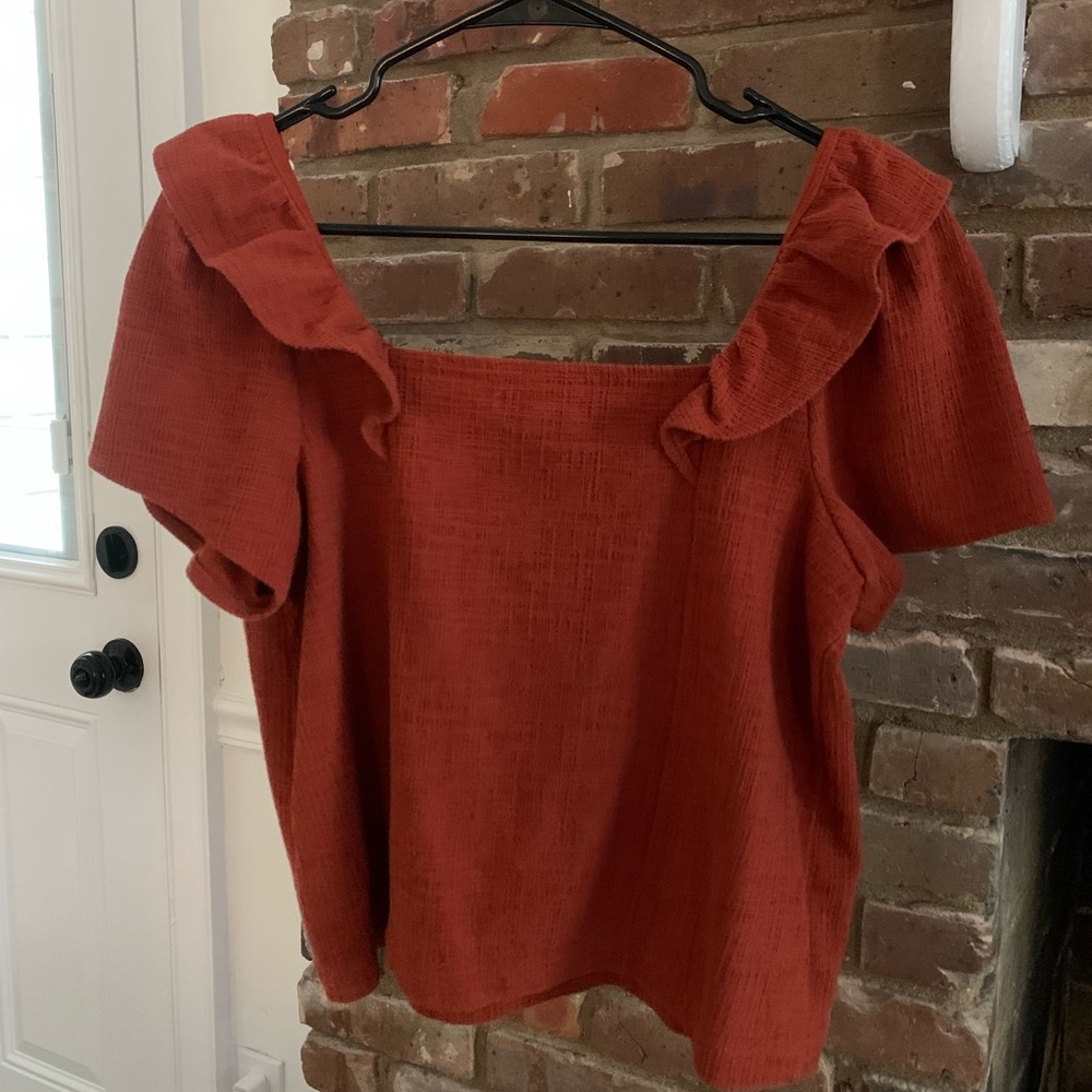 Madewell Red Flutter Sleeve Top Size M - Picture 2 of 3